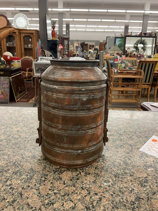 Antique Handcrafted Copper Lunch Pail