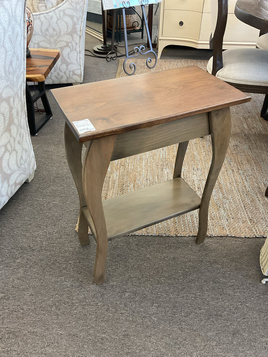 Amish-Made Side Table Light Wood Base w/Darker Top