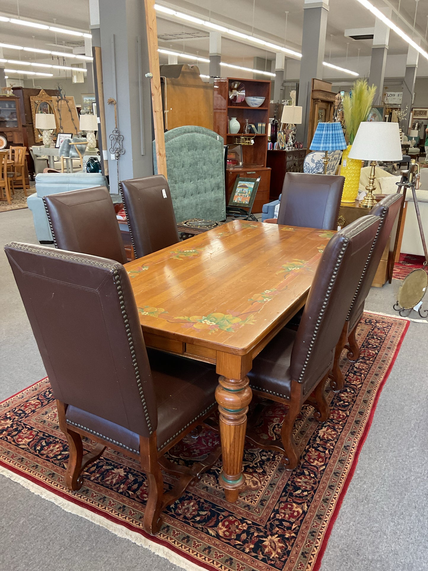 Hand-Painted Pine Dining Table 79"L,40"W,30"H