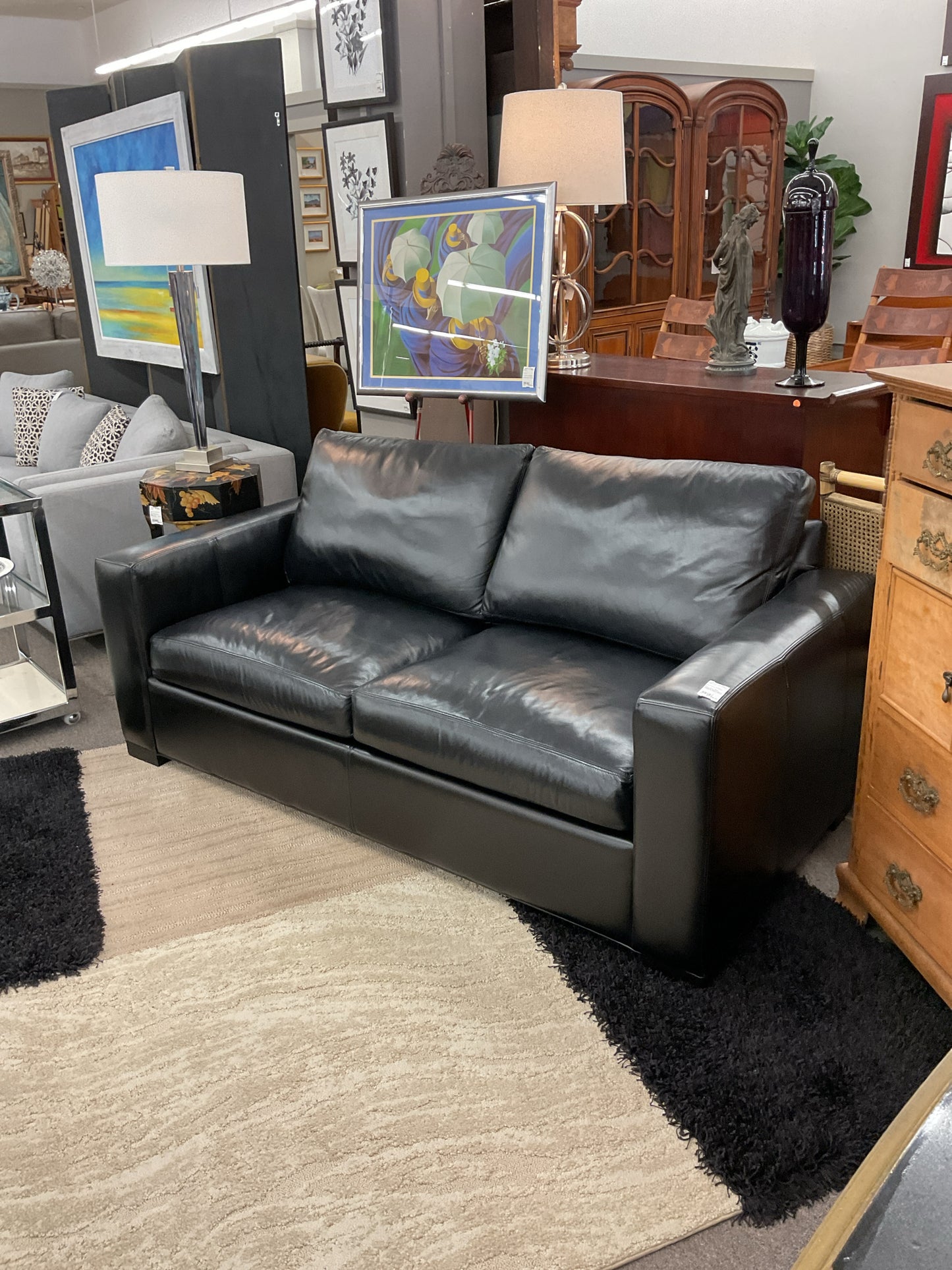 Black Leather "Metro" Sleeper by Room & Board