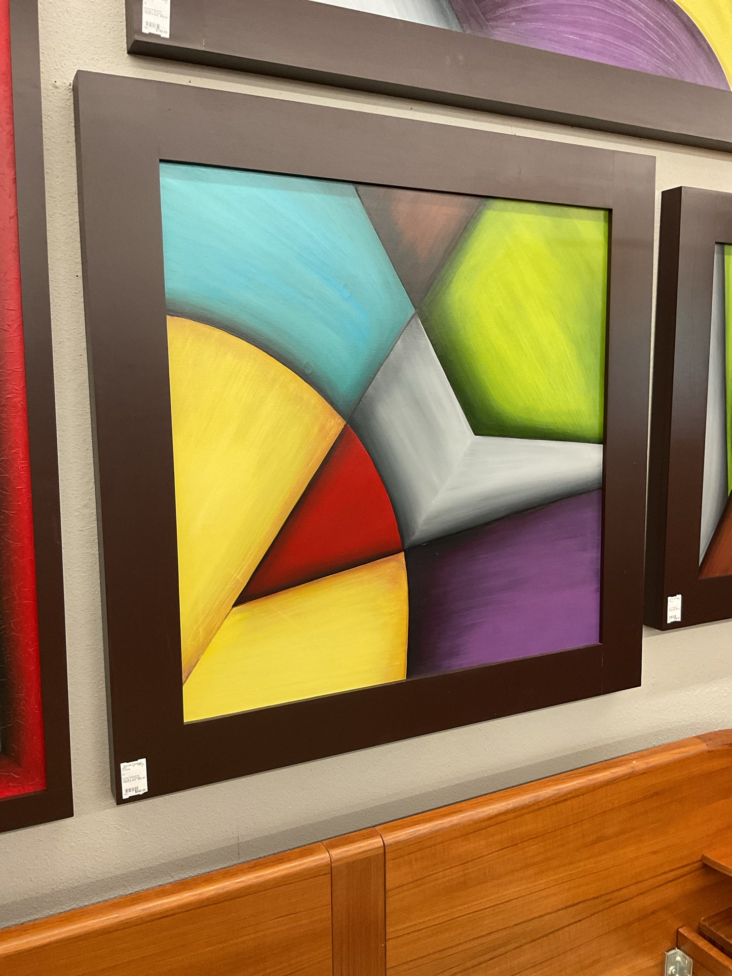 Abstract Multicolored Geometric Oil Painting 44x44"