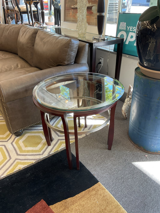 Round Glass-top Side Table