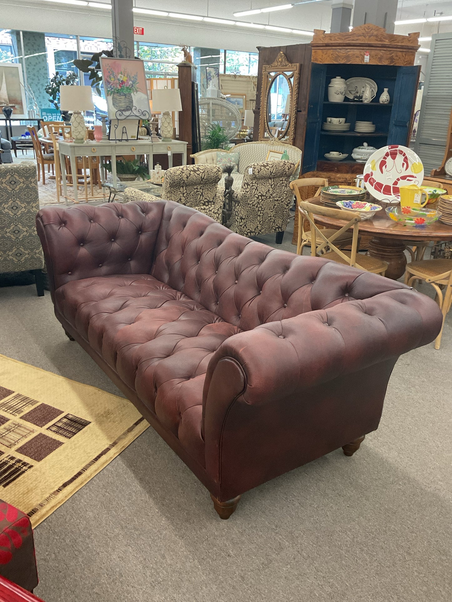 Tufted Cordovan Vegan Leather Sofa
