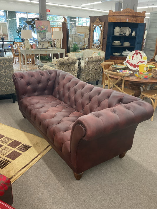 Tufted Cordovan Vegan Leather Sofa