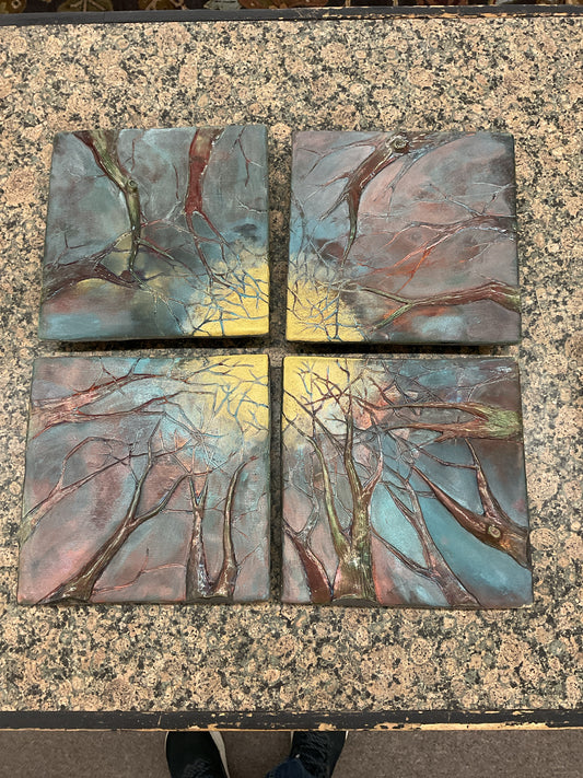 Original Art Work by Kelly Edwards "Pinacle Inspiration" 4 Stoneware Panels