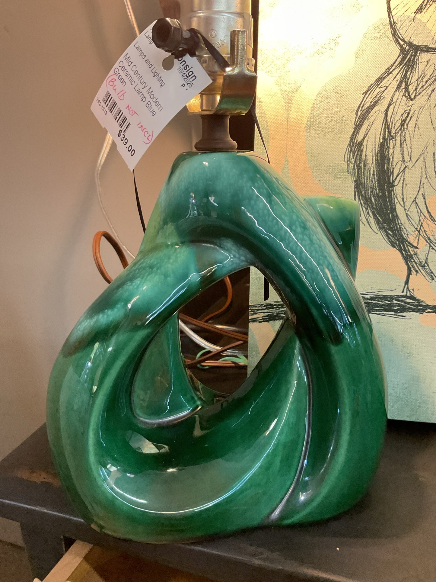 MCM Blue Green Twist Lamp