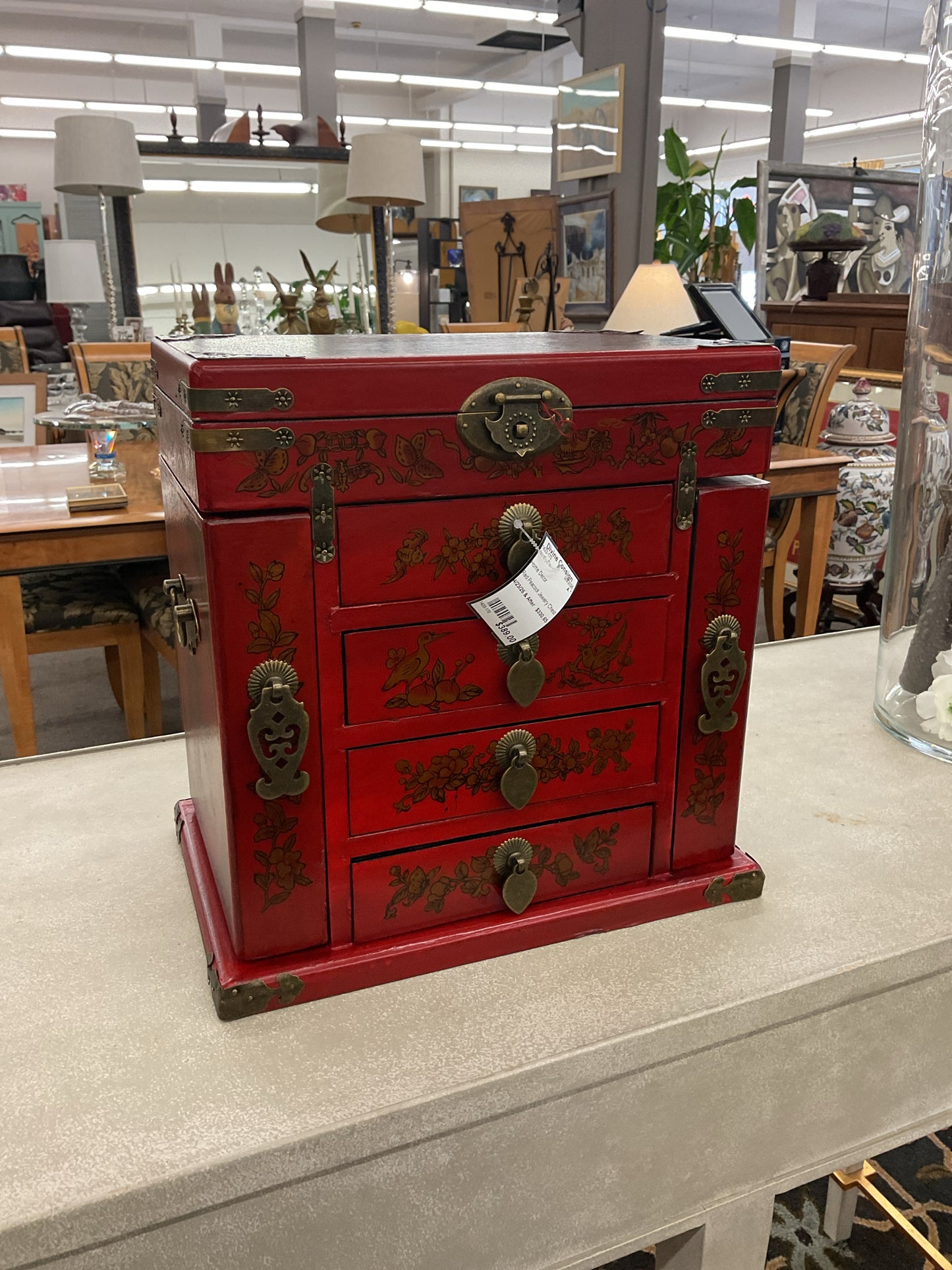 Red Peacock Jewelry Chest