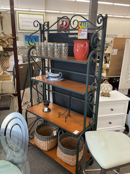 Metal Baker's Rack w/Wood Shelves 36x63x15