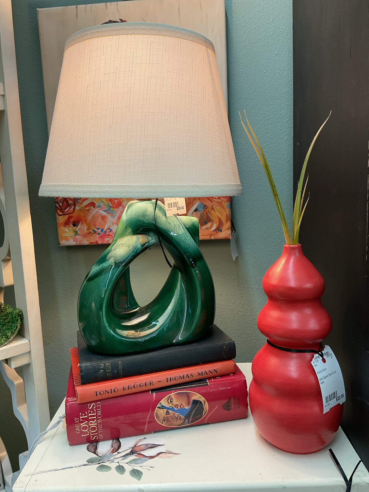 MCM Blue Green Twist Lamp