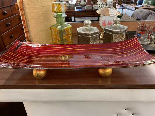Decorative Plate Gold Red Ball Feet