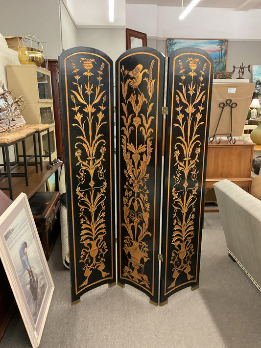 3-Panel Divider Black w/Gold Design