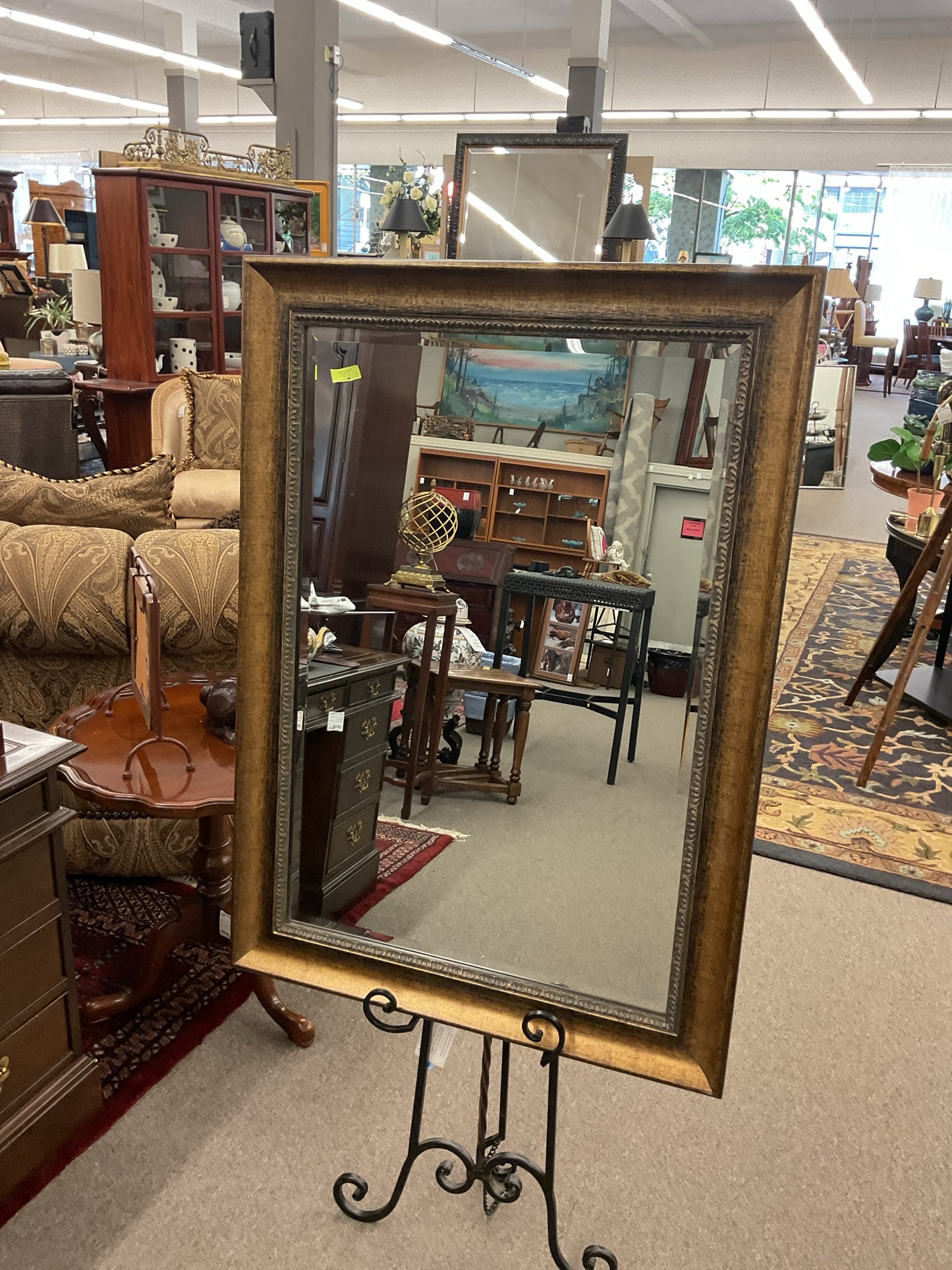 Wall Mirror 30x42 Patinated Gold Color