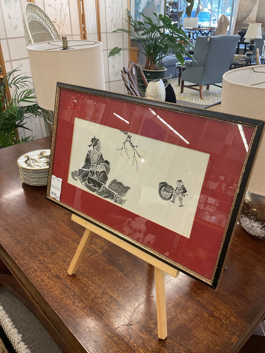 Antique Asian Temple Rubbing Art on Rice Paper
