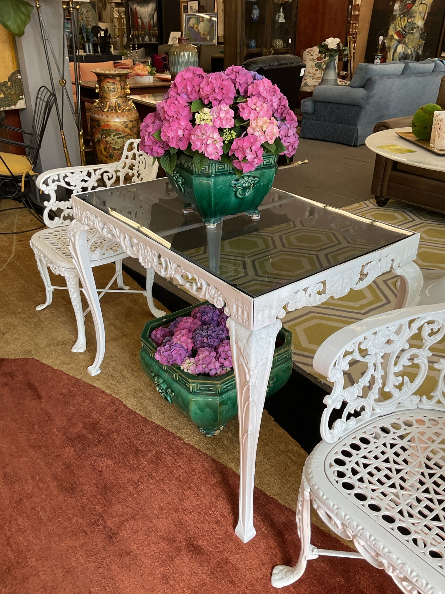 Cast Iron Glass Top Garden Table