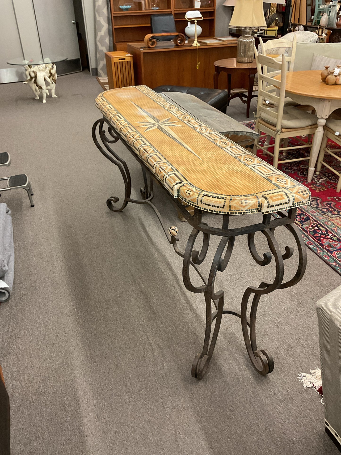 Wrought Iron Entrance Table 72"L,36"H,16"D
