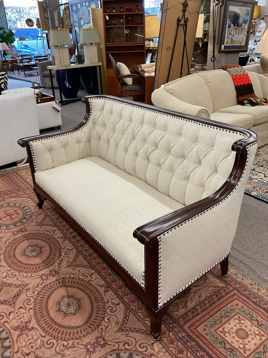 English Tufted Loveseat New Upholstery 62x30x34