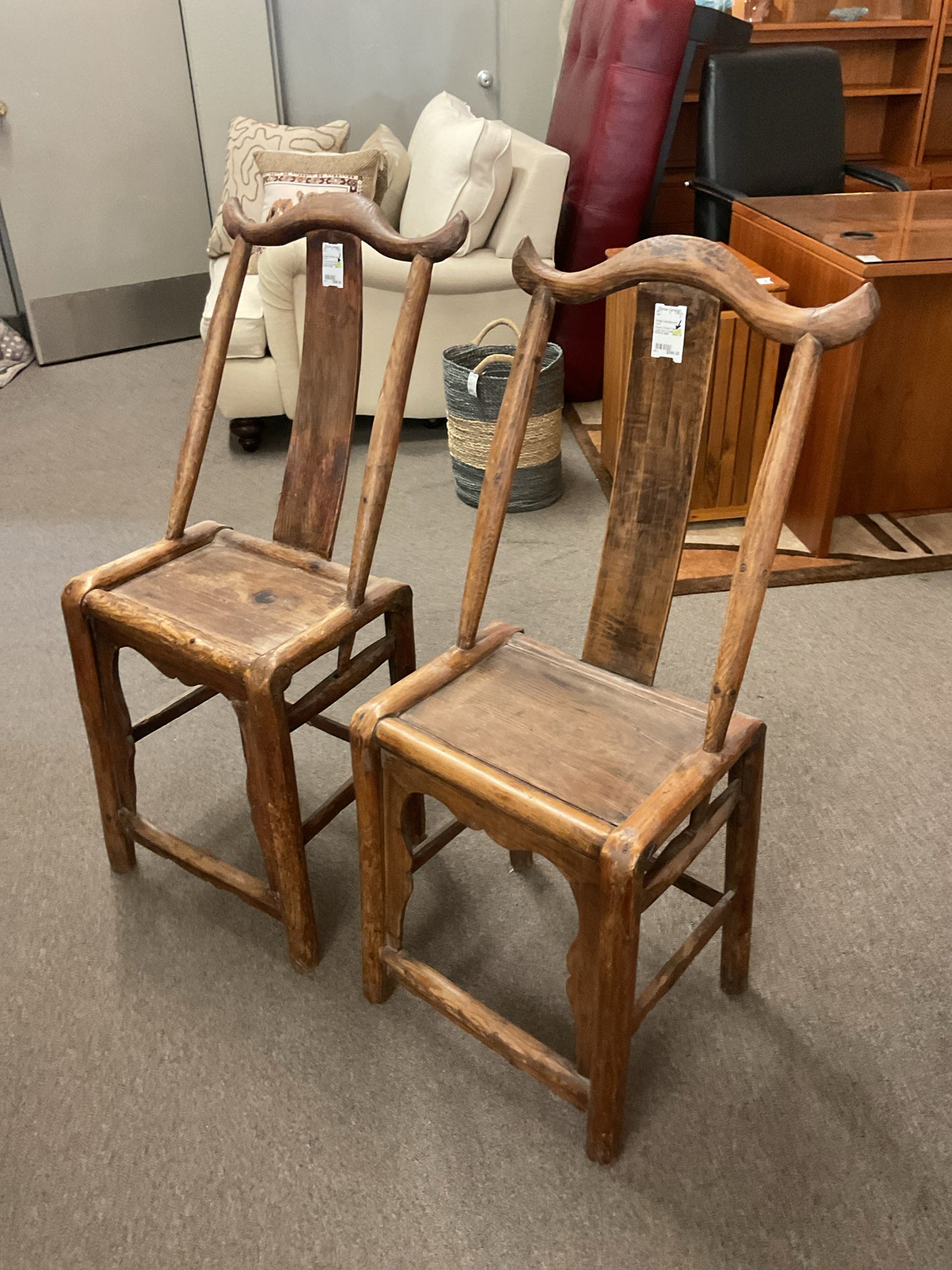 Antique Chinese Yoke Back Chairs Qing Dynasty (PAIR)