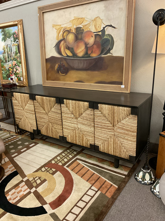Noir Brook 4-Door Sideboard Seagrass Panels