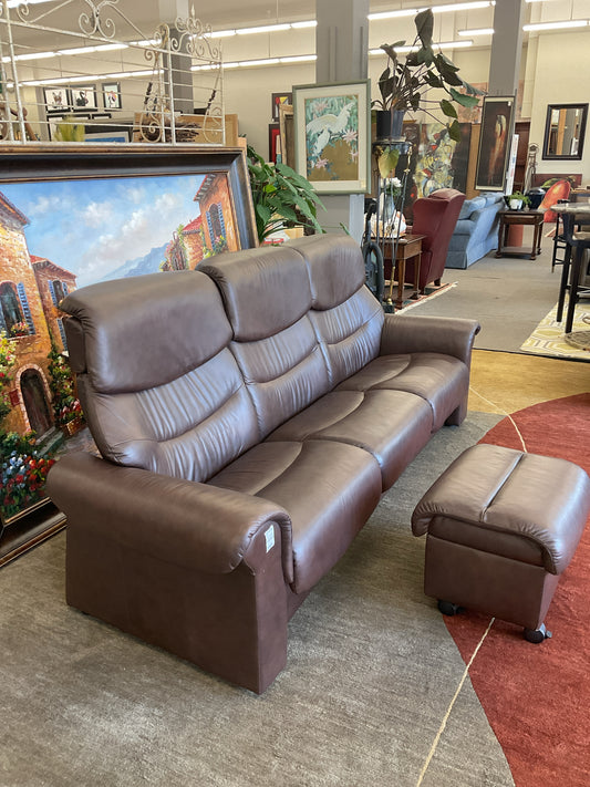 Ekornes Highback Wave Sofa Cognac Paloma Leather