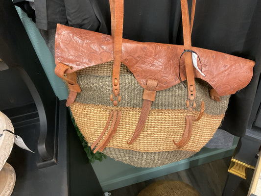 Vintage Leather Woven Bag