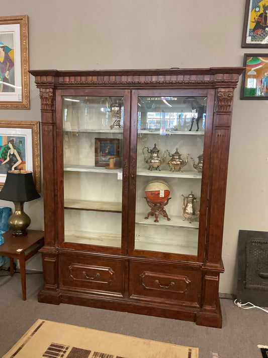 Display Cabinet w/Adjustable Shelving & Glass Doors 69"W,84"H,19"D