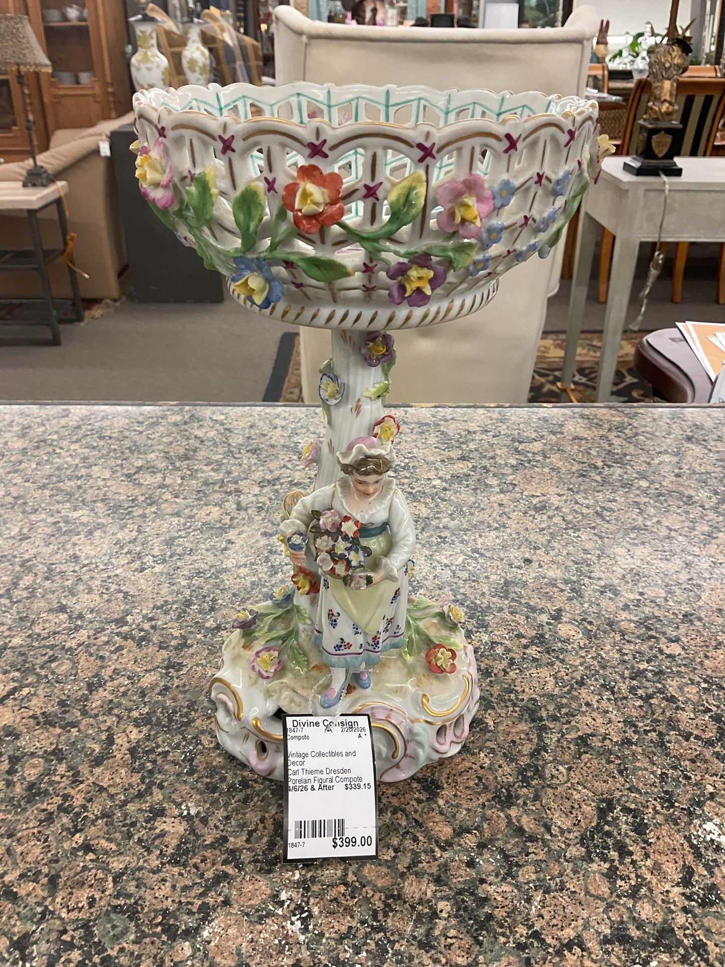 Carl Thieme Dresden Porelain Figural Compote Dish