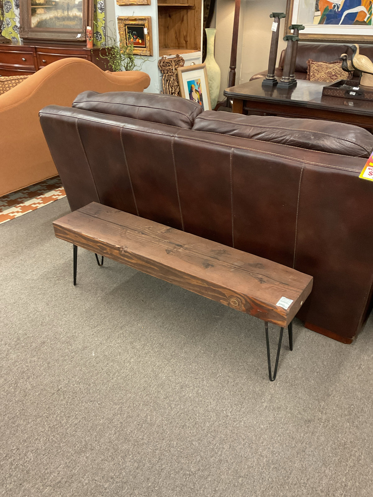 Rustic Reclaimed Wood Bench w/Hairpin Legs