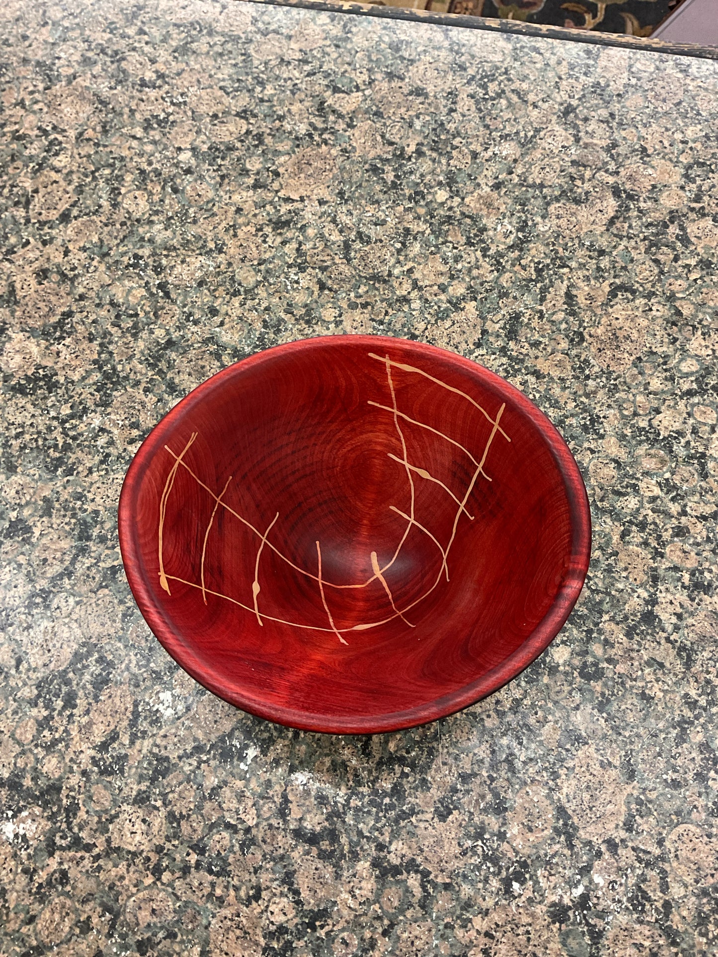 Red Wood Folk Art Bowl by Helga Winter Port Townsend WA