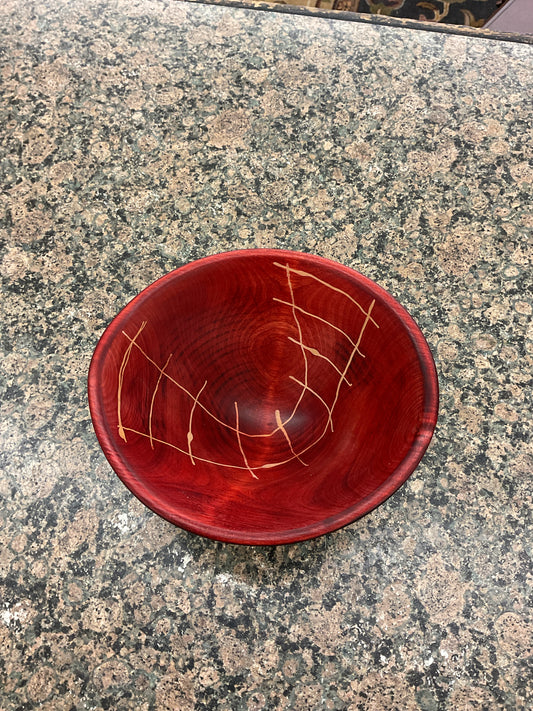 Red Wood Folk Art Bowl by Helga Winter Port Townsend WA