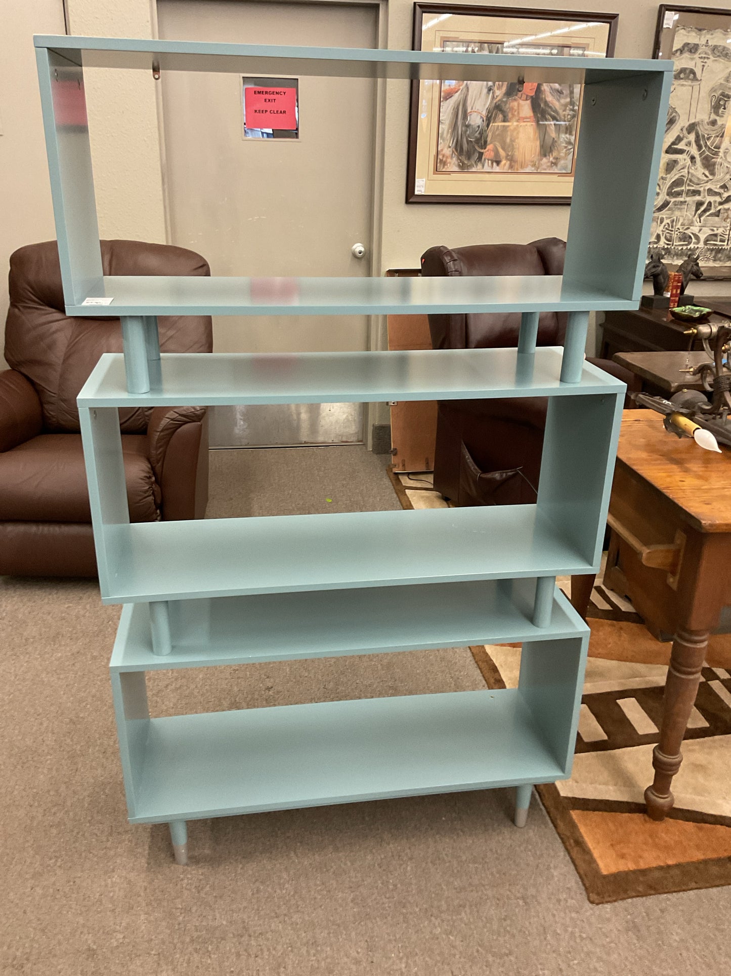 MCM Style Blue Bookshelf 36x12x59