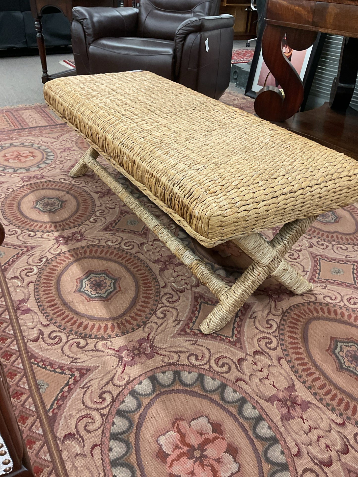 Pottery Barn Woven Hyacinth Bench 48x22x17"H