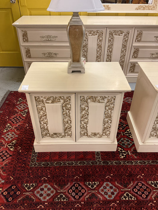Mid Century White & Gold Nightstand