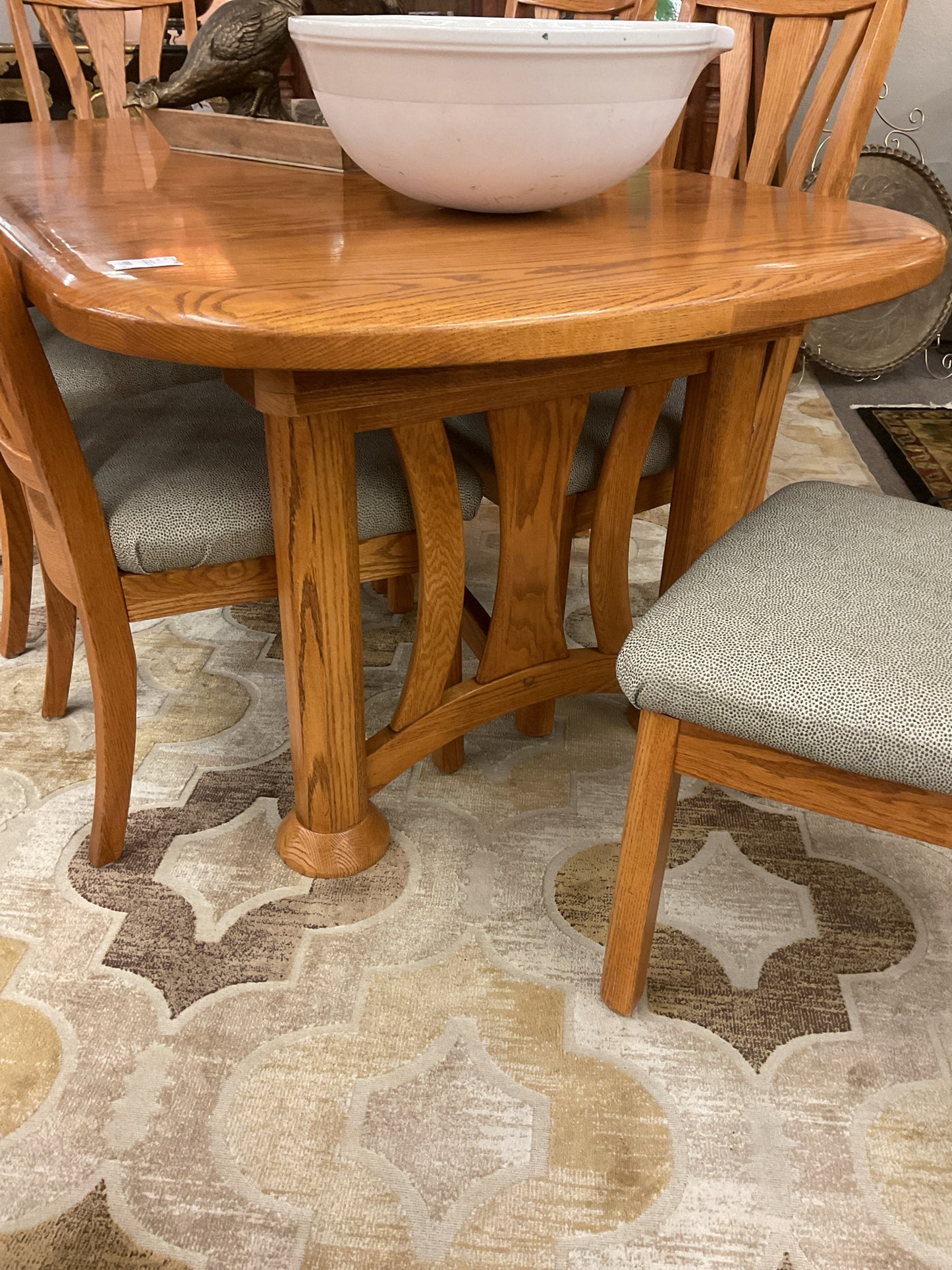 A-A America Oak Dining Table w/6 Chairs & 3 Leaves