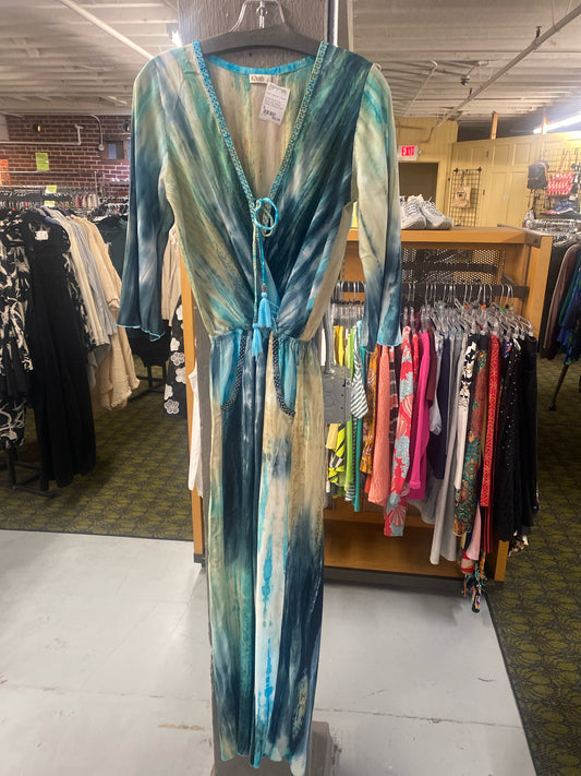 Khush Multi Color Blue Long Sleeve Tassle Jumpsuit Size S