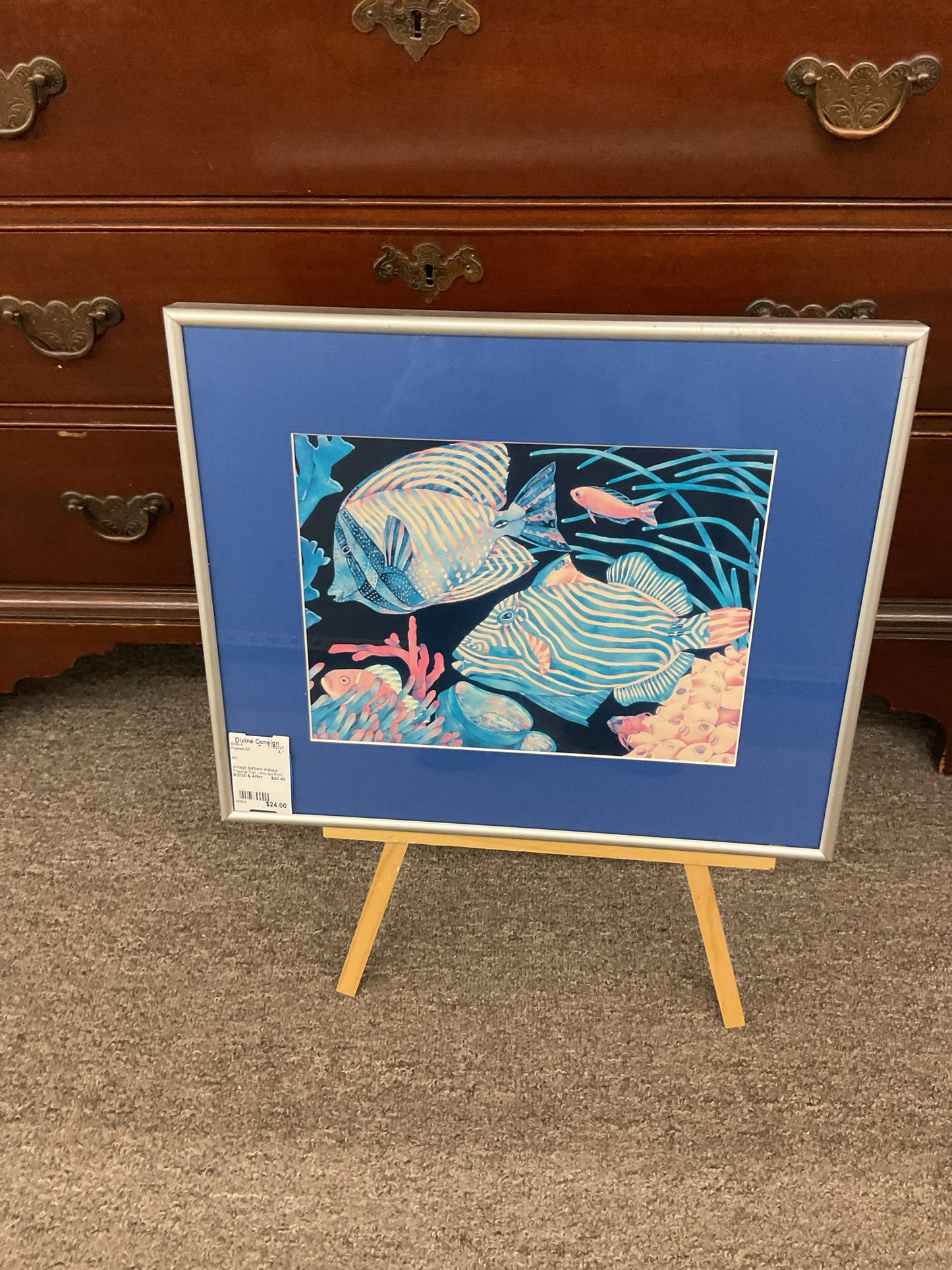 Vintage Barbara Wallace Tropical Fish Litho Art Print