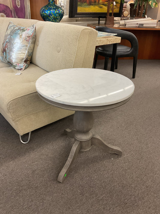 Round Marble-Top Side Table