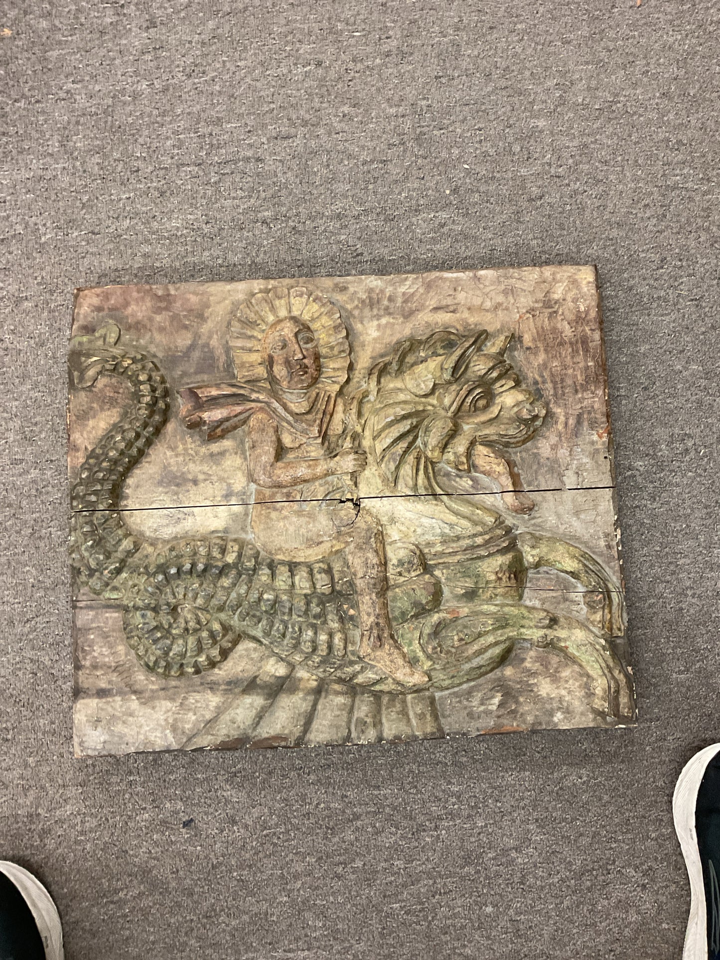 Pair of Wood Carving Depicting Greek mythology 21x24