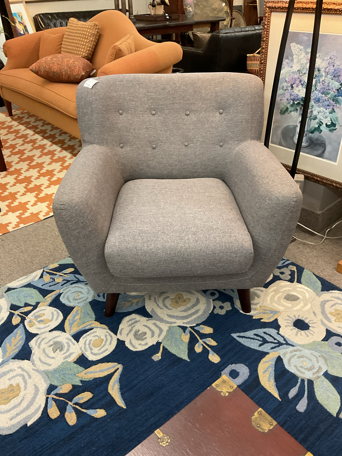 MCM STyle Grey Tweed Fabric Chair