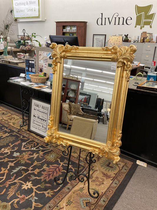 Gold Wood-Carved Hanging Mirror 30x38