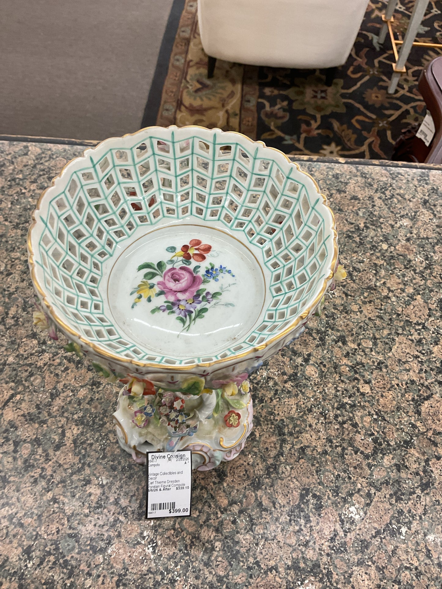 Carl Thieme Dresden Porelain Figural Compote Dish
