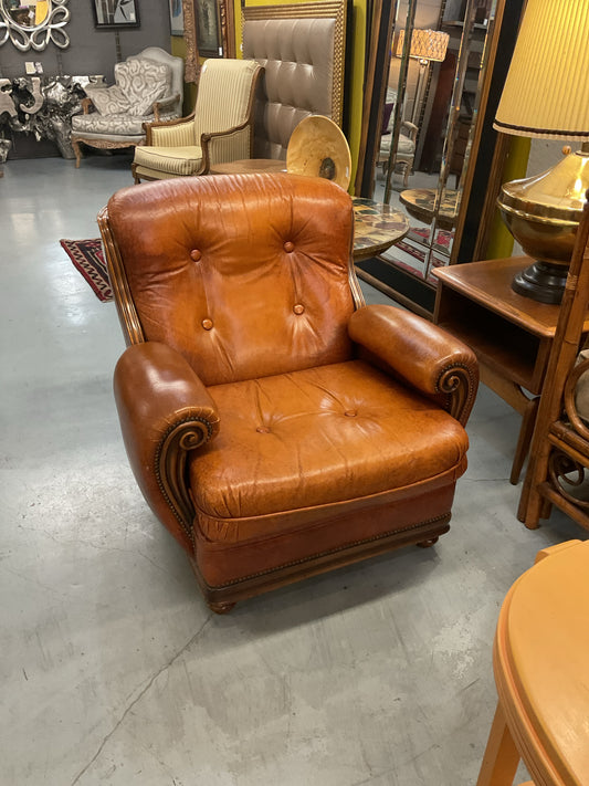 Vintage Art Deco Leather Chair 34"W,39"D,34"H