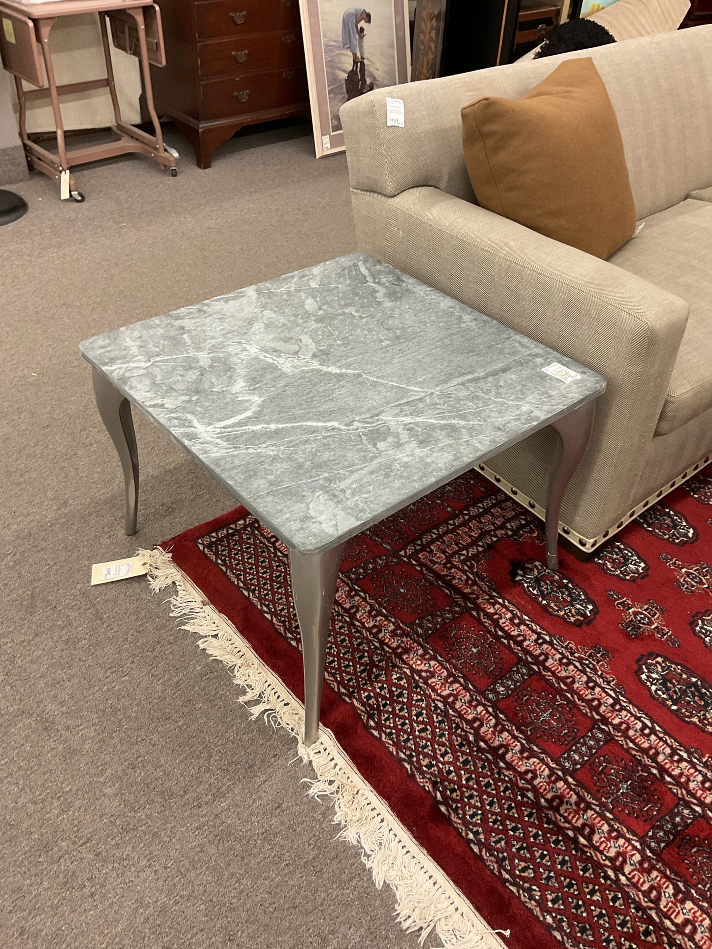 Set of 2 Stone-top Coffee Table & End Table
