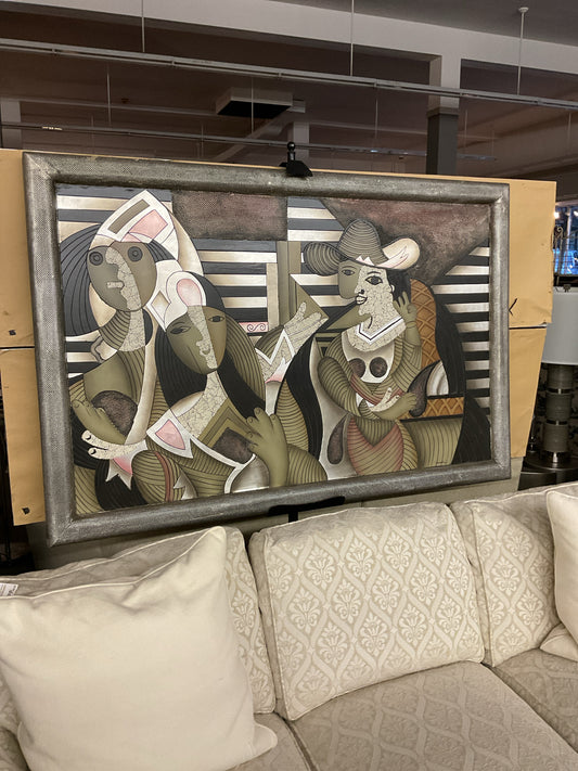 Picasso Style Painting Oil on Wood 40x46
