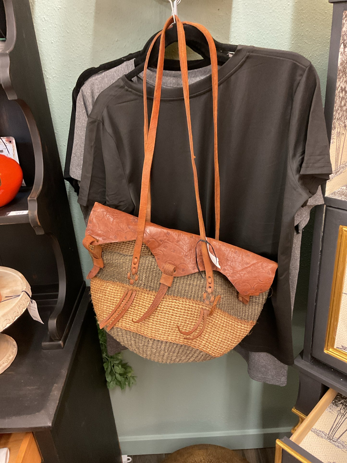 Vintage Leather Woven Bag