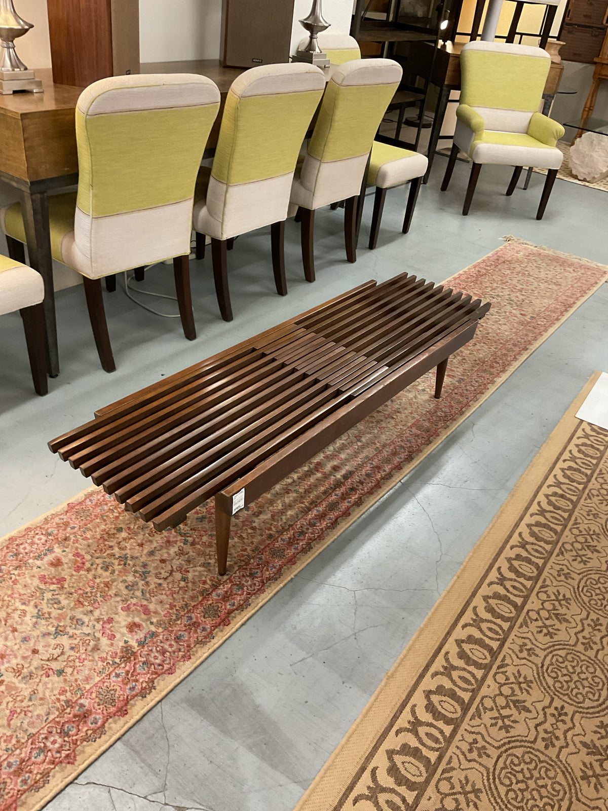 Vintage 1960s Expanding Slat Bench Coffee Table