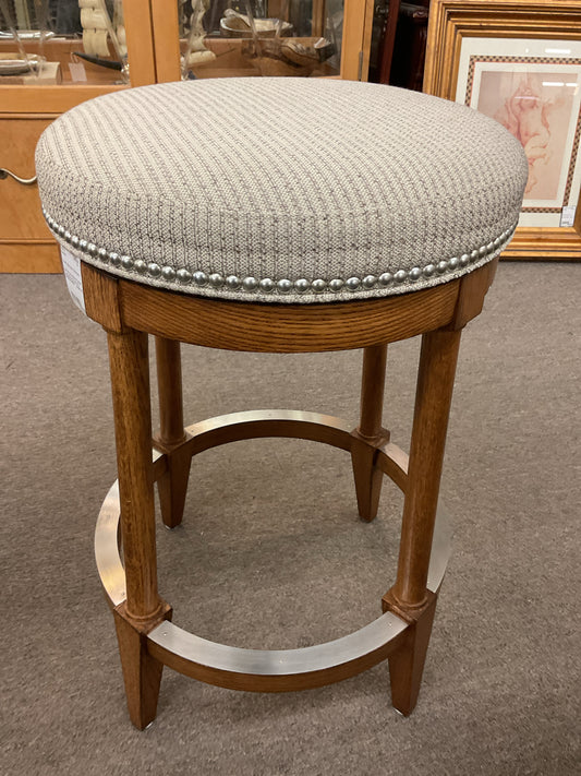 Barstool Upholstered Swivel Seat w/Wood Base 25"H