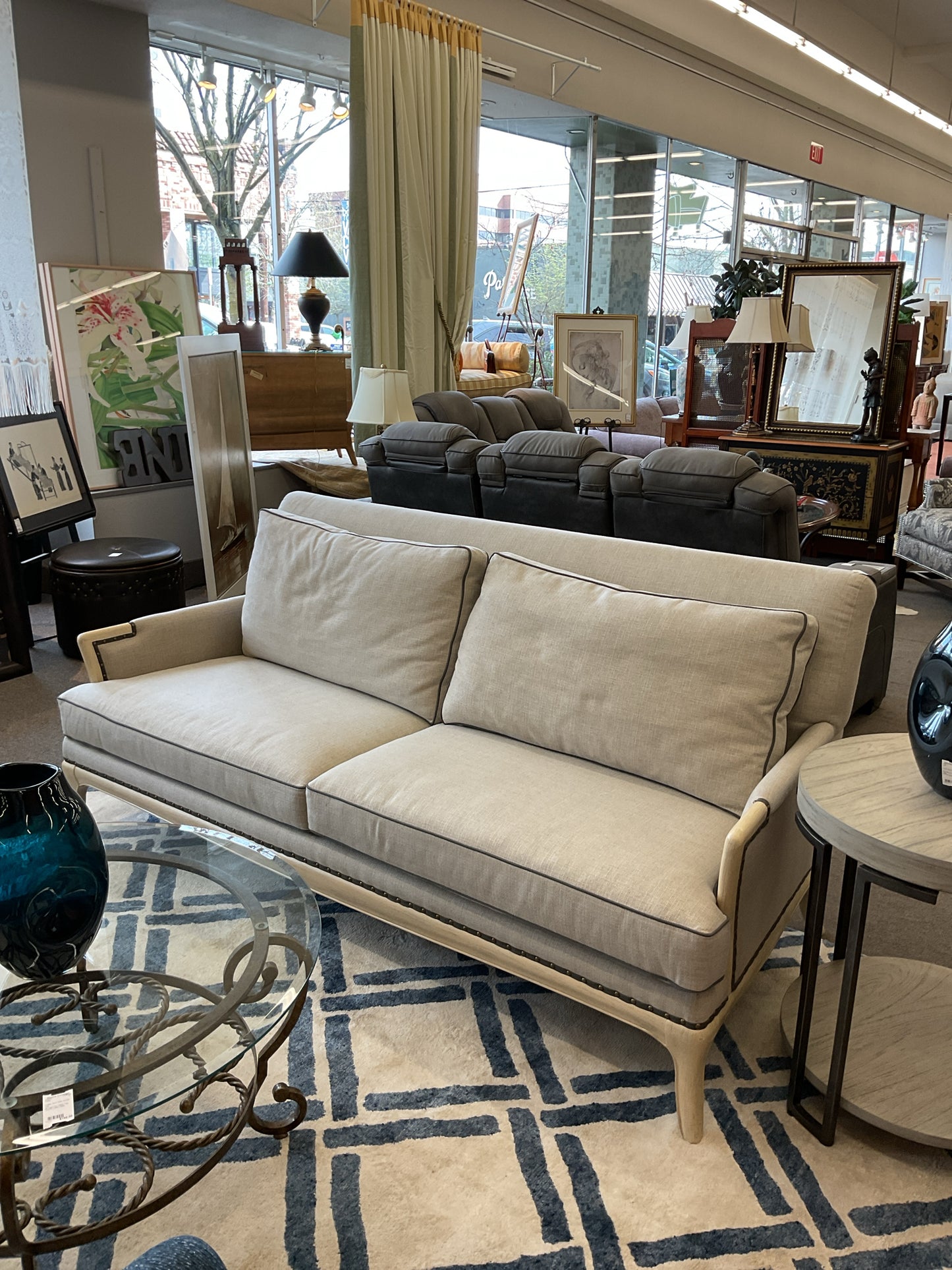 A.R.T. Furniture Light Grey Upholstered Couch 84"L,37"D,37"H