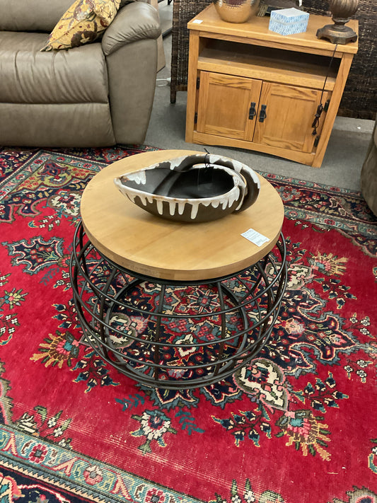 Modern Round Side Table w/Metal Rings Base