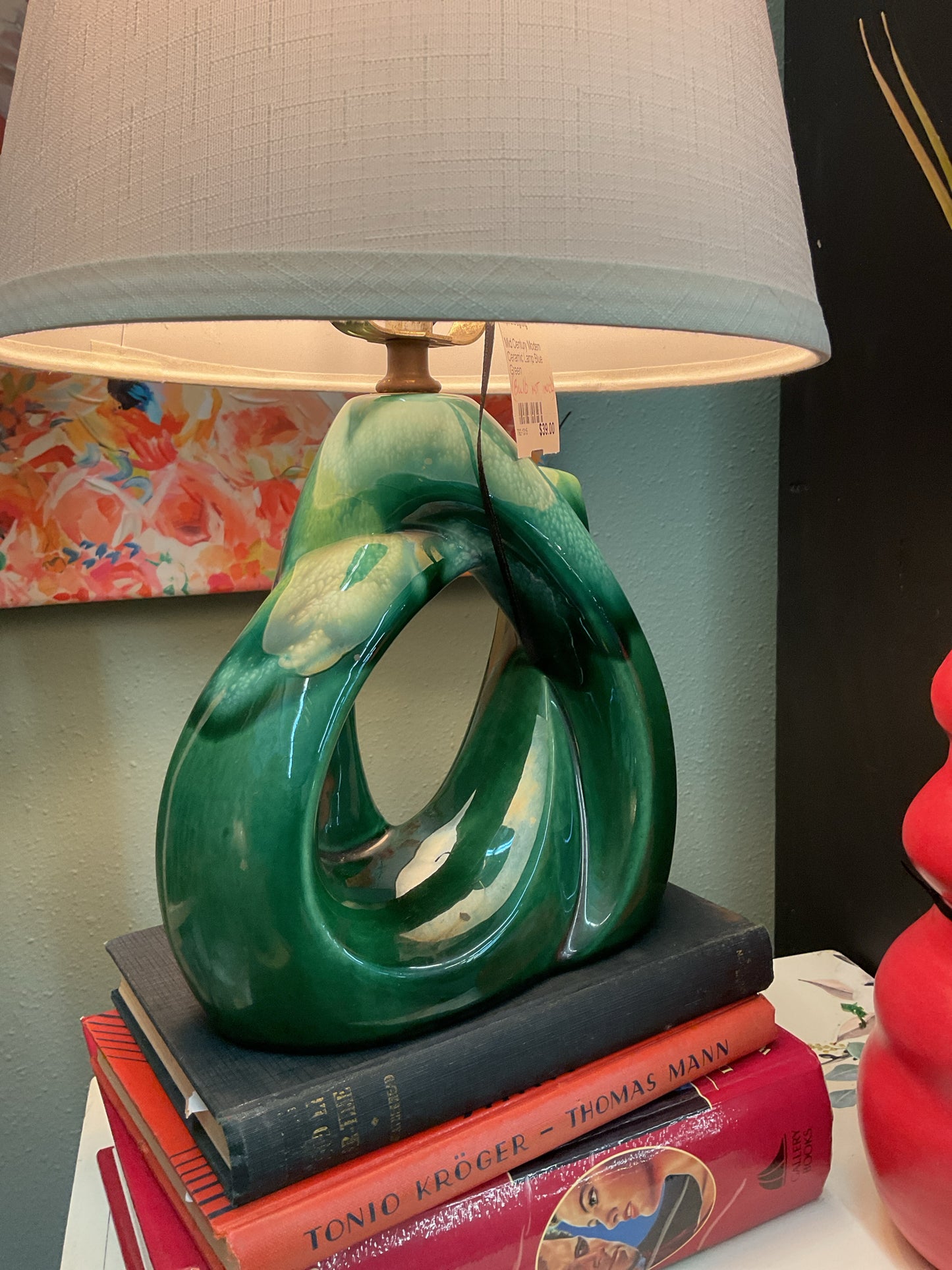 MCM Blue Green Twist Lamp