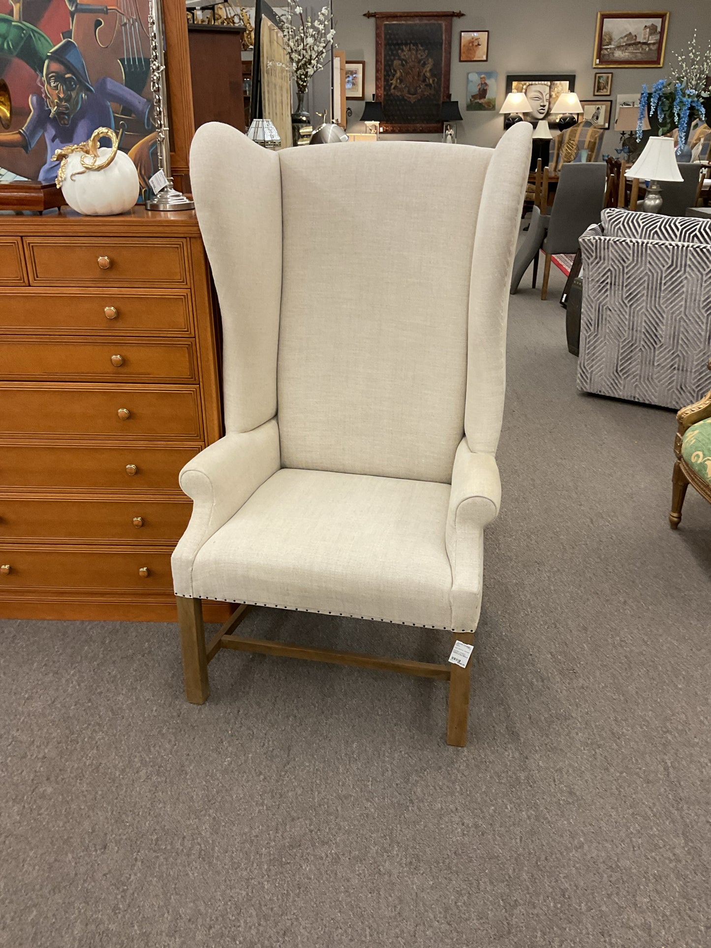 Restoration Hardware Wingback Linen Cream Color Chair